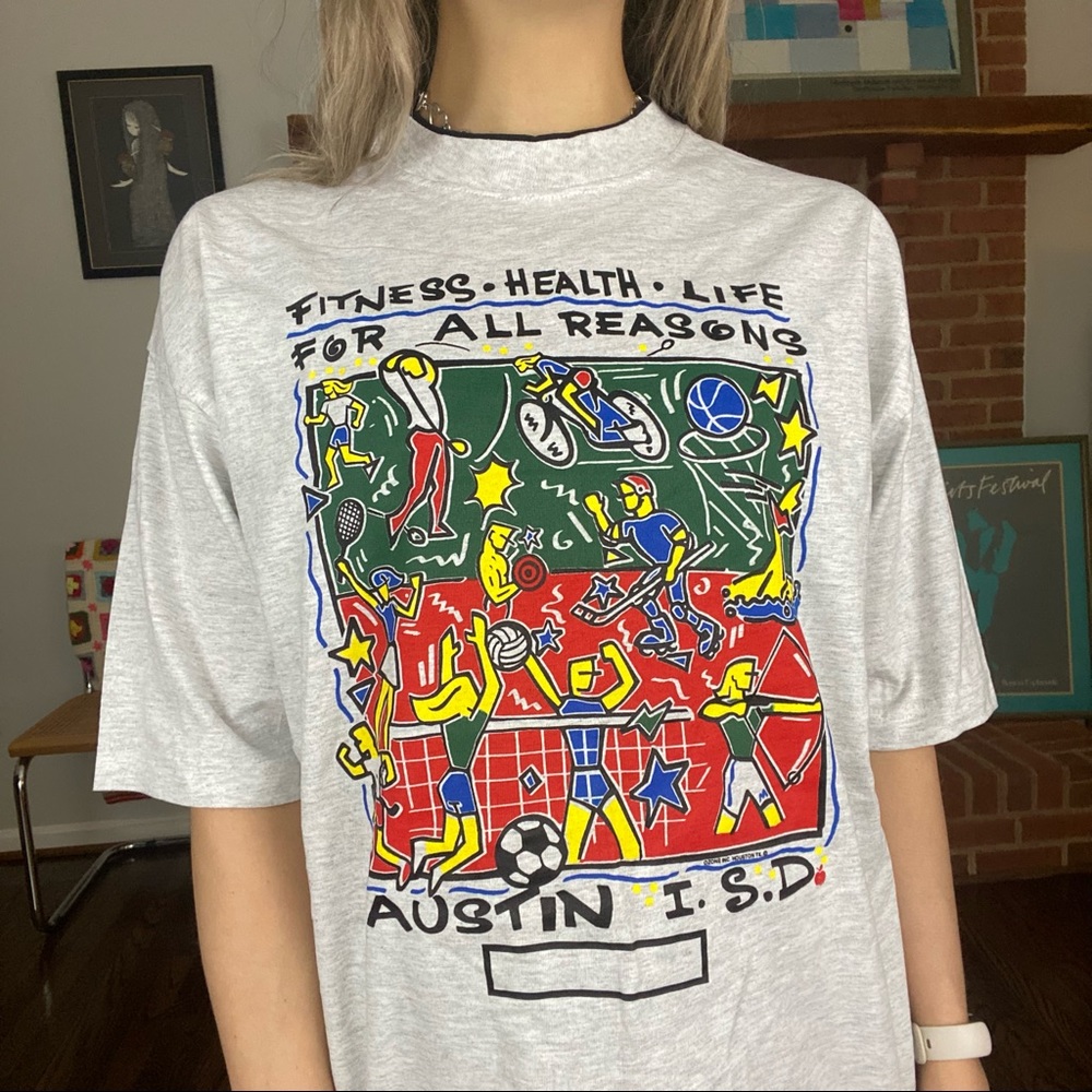 Vintage 90s Austin Texas Fitness Health Life Double Layered Single Stitc…